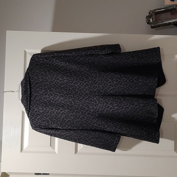 Calvin Klein Women Jacket Size 10 ANIMAL PRINT black LONG open front MEDIUM - Picture 3 of 3